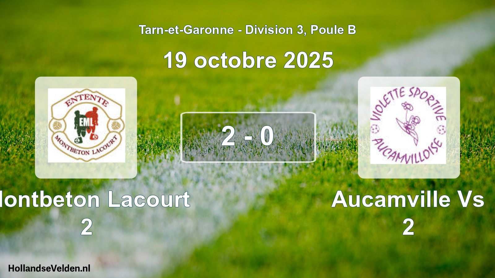 Match joué: Montbeton Lacourt 2 - Aucamville Vs 2 2 - 0 (19 octobre 2025)