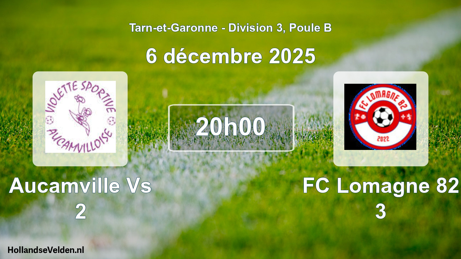 Match programmé: Aucamville Vs 2 - FC Lomagne 82 3 (6 décembre 2025)