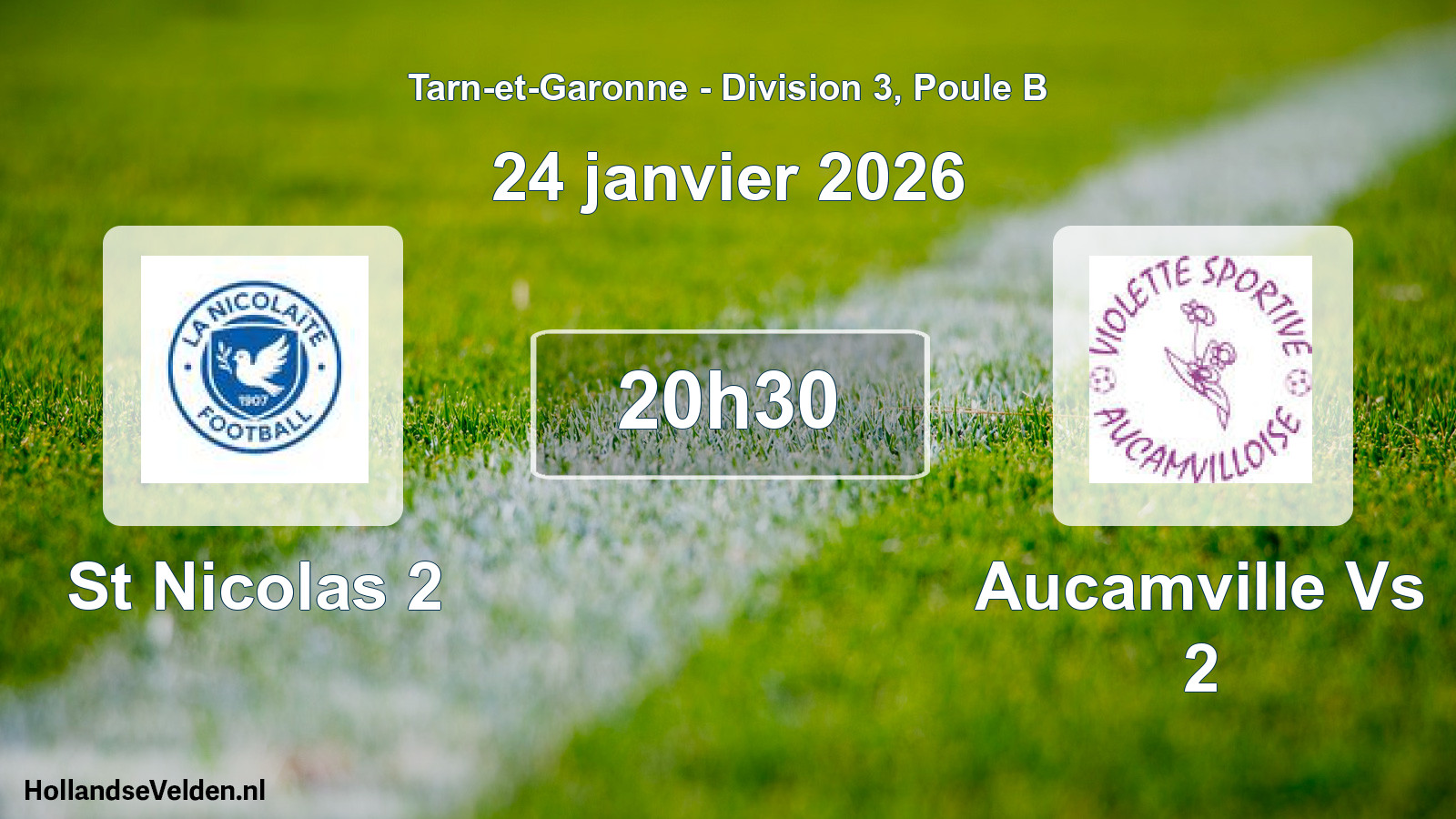 Match programmé: St Nicolas 2 - Aucamville Vs 2 (24 janvier 2026)