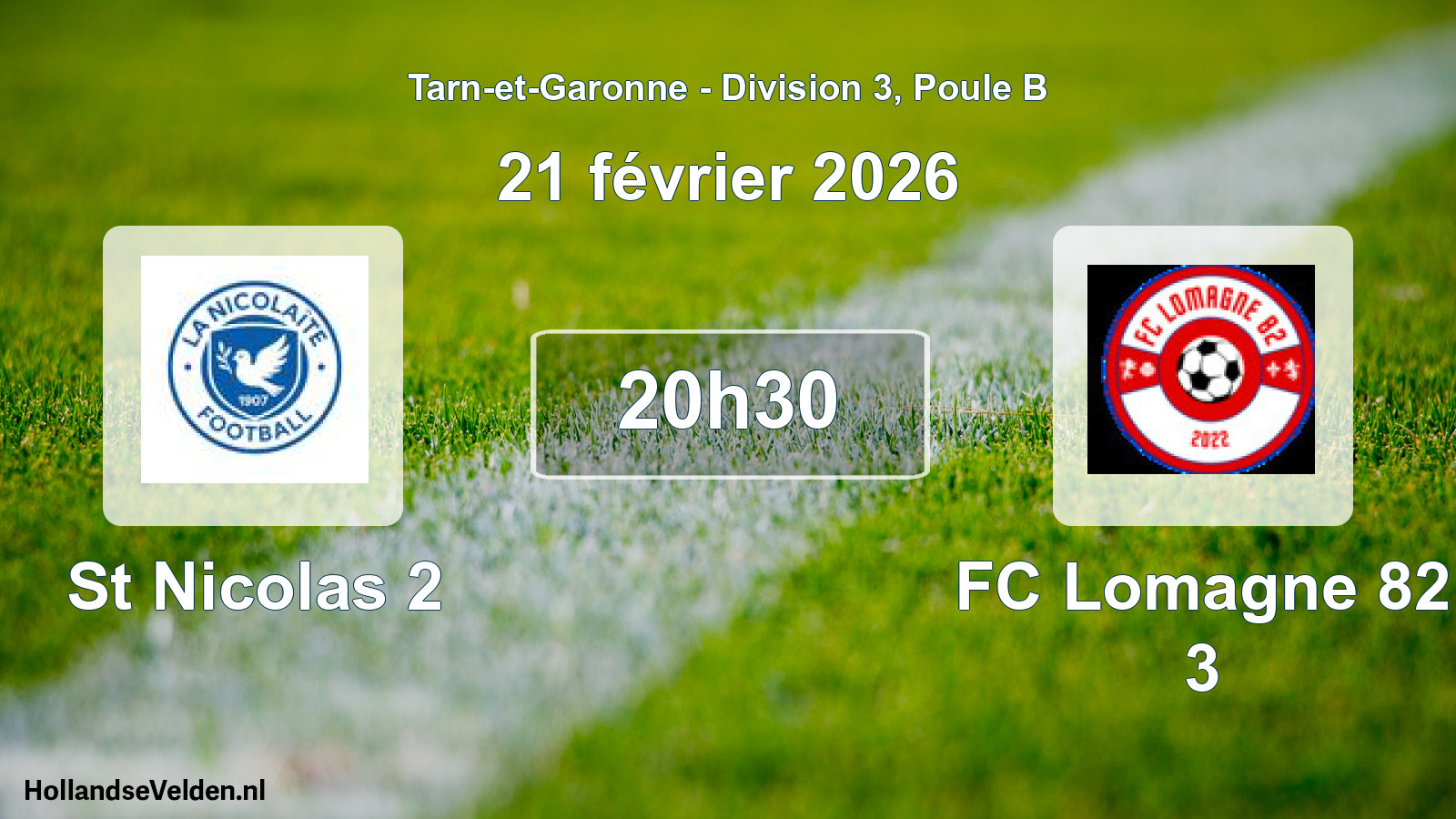Match programmé: St Nicolas 2 - FC Lomagne 82 3 (21 février 2026)