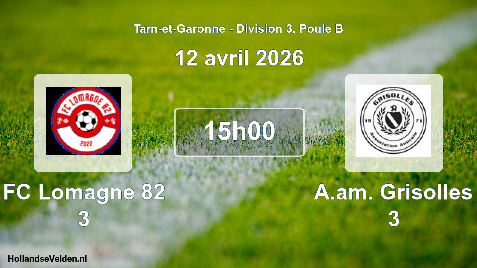 Scheduled Match: FC Lomagne 82 3 - A.am. Grisolles 3 (12 April 2026)