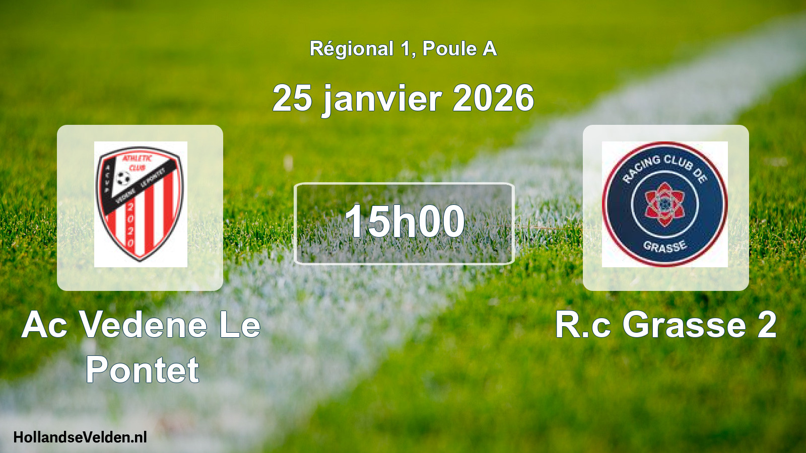 Geplande wedstrijd: Ac Vedene Le Pontet - R.c Grasse 2 (25 januari 2026)
