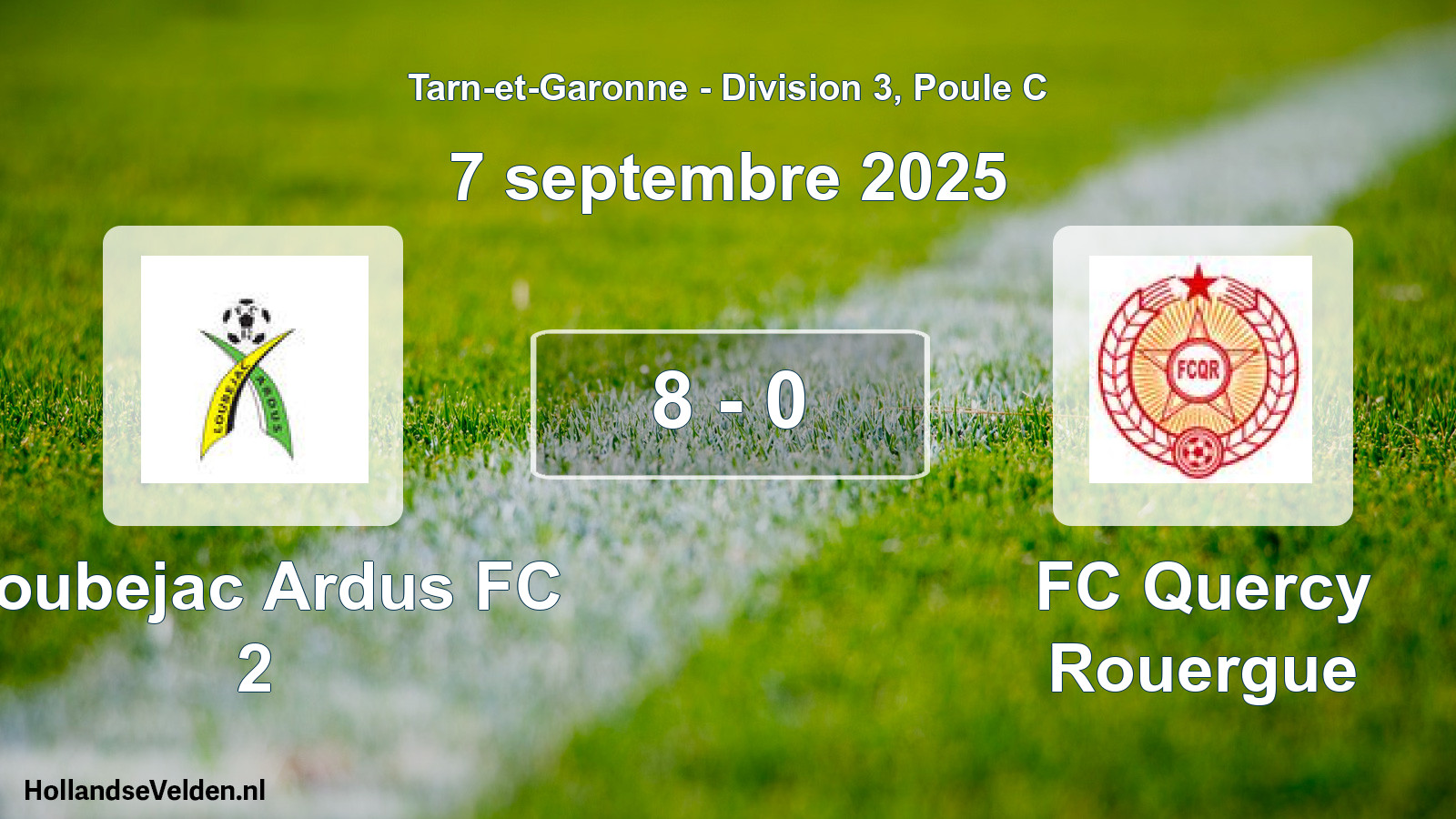 Match joué: Loubejac Ardus FC 2 - FC Quercy Rouergue 8 - 0 (7 septembre 2025)