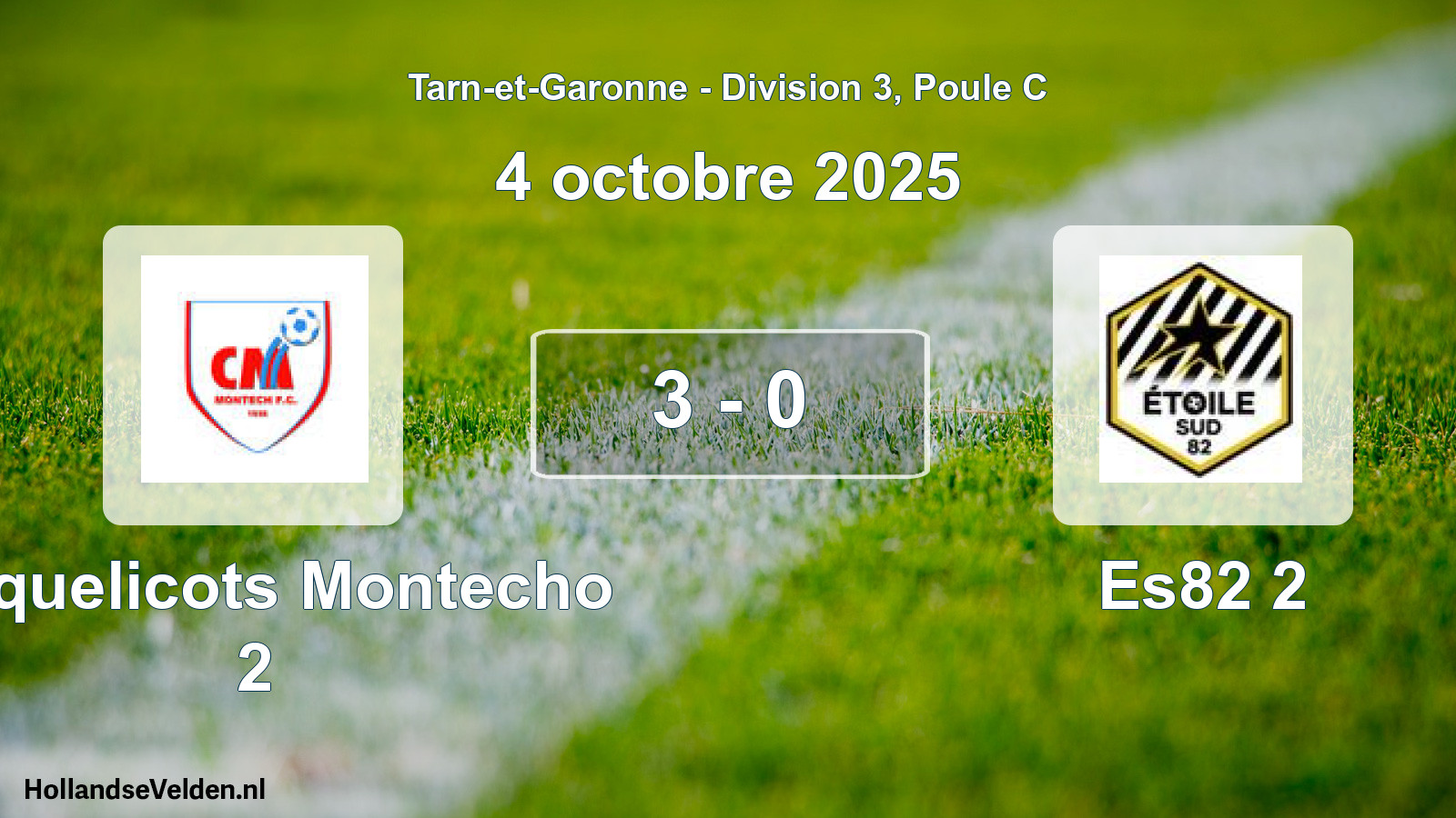 Total number of matches played: Coquelicots Montecho 2 - Es82 2 3 - 0 (4 October 2025)