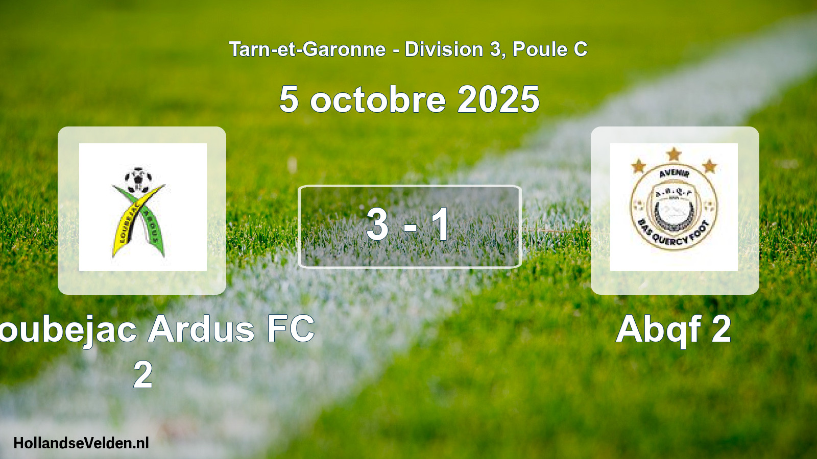 Match joué: Loubejac Ardus FC 2 - Abqf 2 3 - 1 (5 octobre 2025)