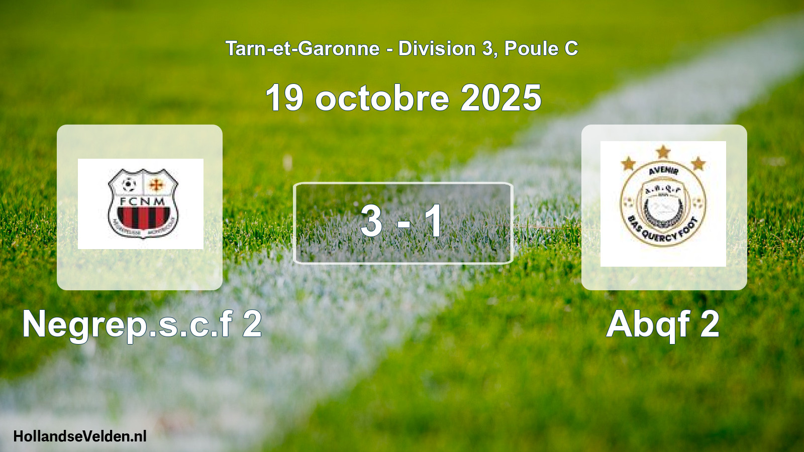 Match joué: Negrep.s.c.f 2 - Abqf 2 3 - 1 (19 octobre 2025)