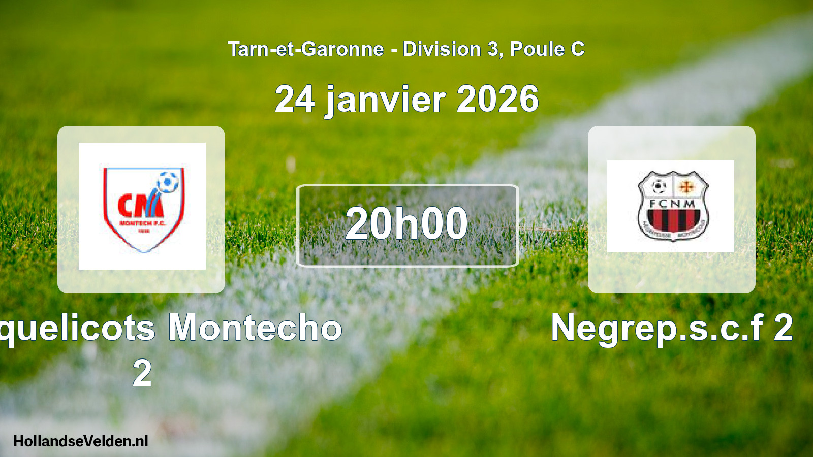 Match programmé: Coquelicots Montecho 2 - Negrep.s.c.f 2 (24 janvier 2026)