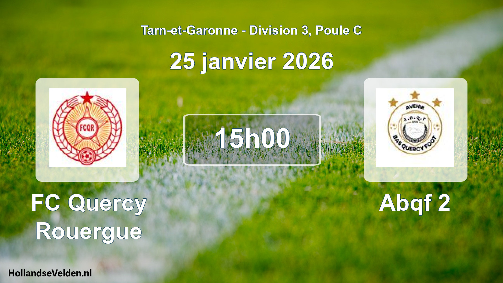 Match programmé: FC Quercy Rouergue - Abqf 2 (25 janvier 2026)