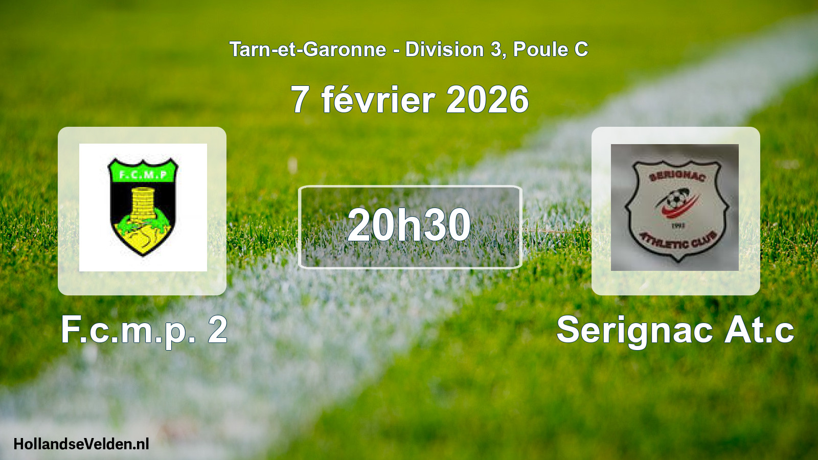 Match programmé: F.c.m.p. 2 - Serignac At.c (7 février 2026)