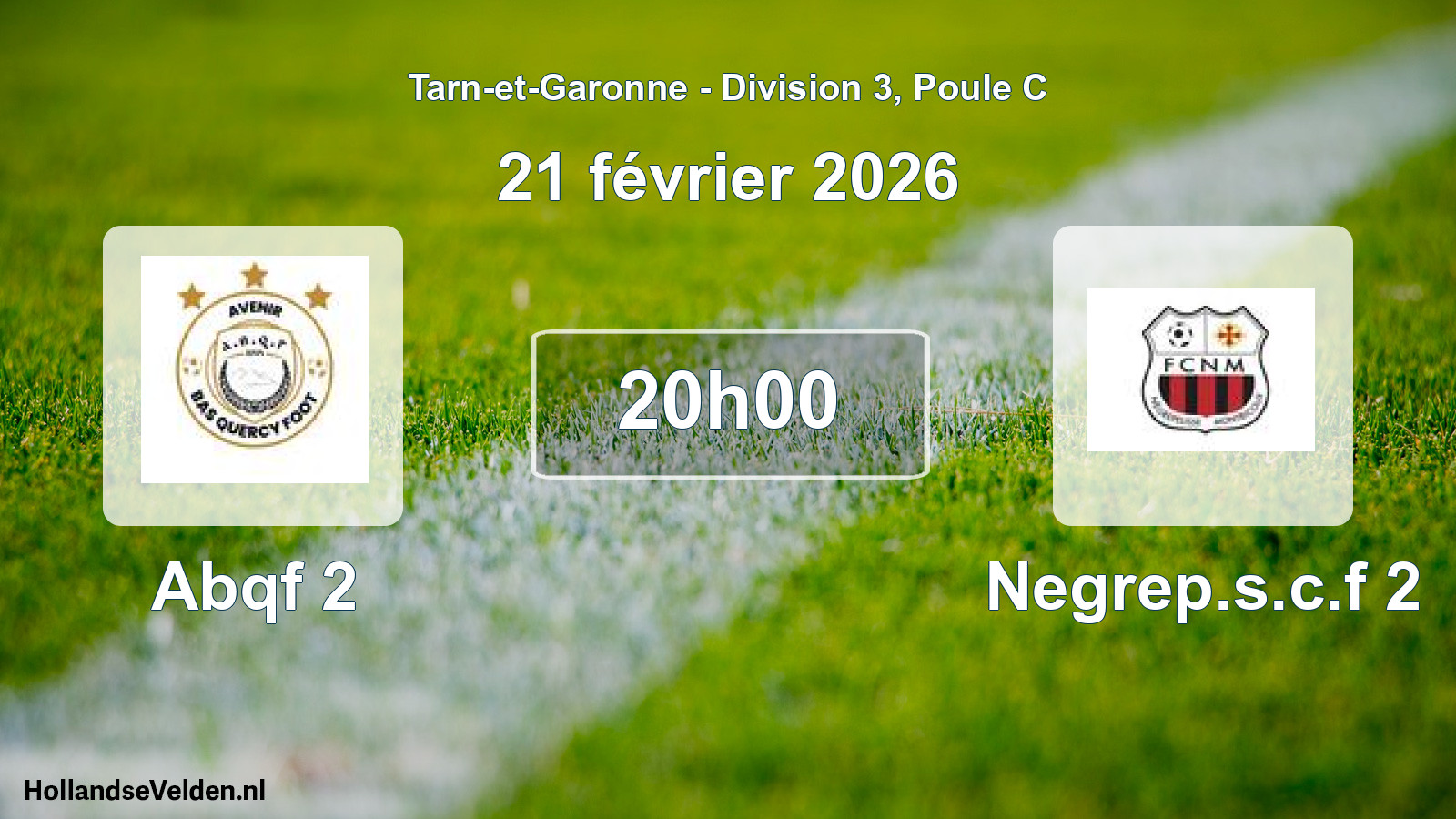 Geplande wedstrijd: Abqf 2 - Negrep.s.c.f 2 (21 februari 2026)