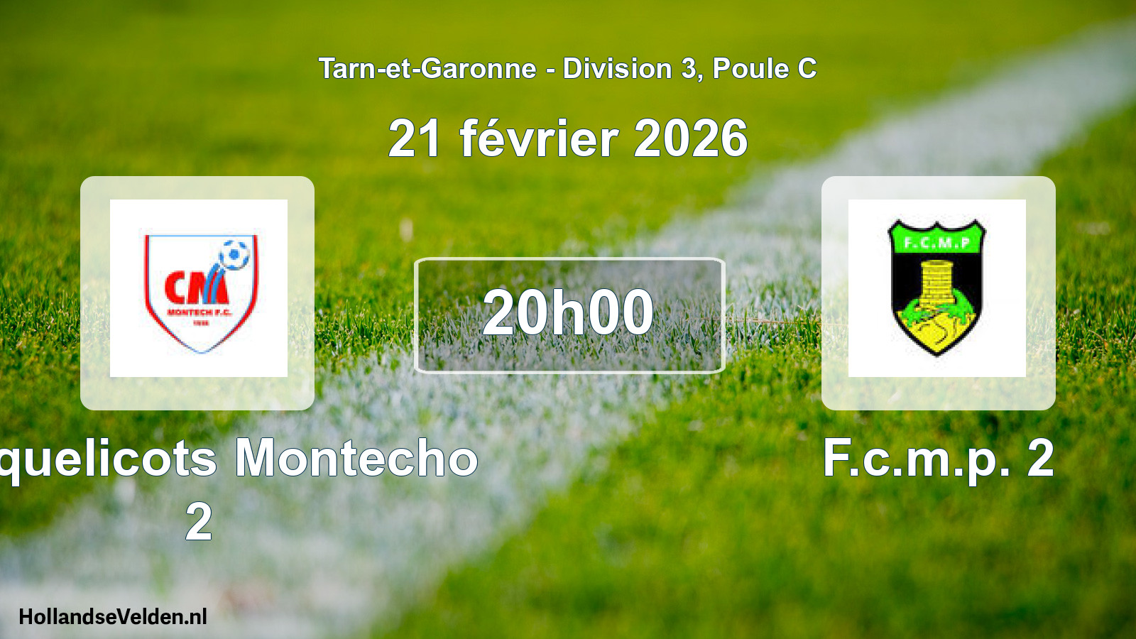 Match programmé: Coquelicots Montecho 2 - F.c.m.p. 2 (21 février 2026)