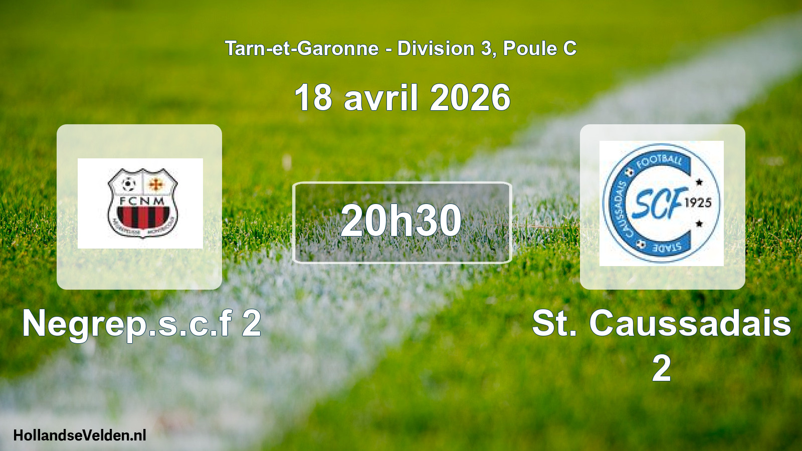 Match programmé: Negrep.s.c.f 2 - St. Caussadais 2 (18 avril 2026)