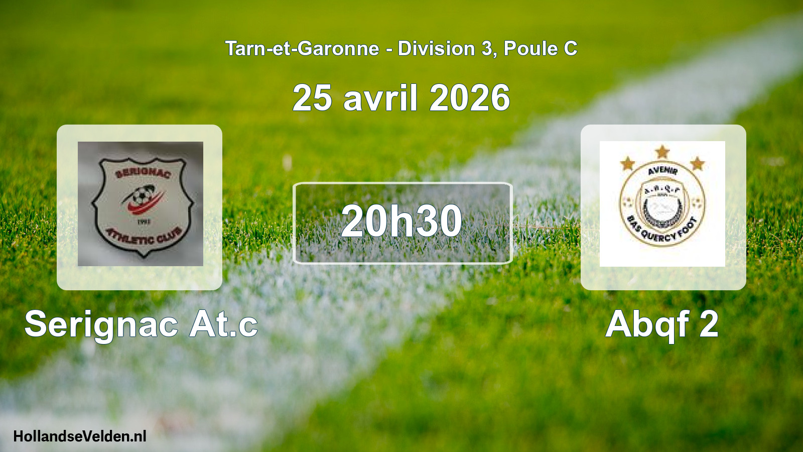 Match programmé: Serignac At.c - Abqf 2 (25 avril 2026)