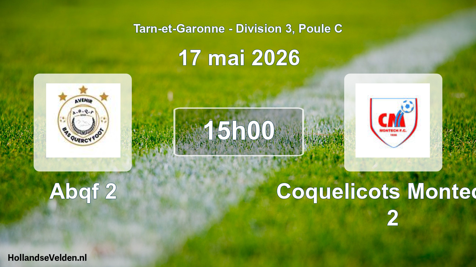 Match programmé: Abqf 2 - Coquelicots Montecho 2 (17 mai 2026)