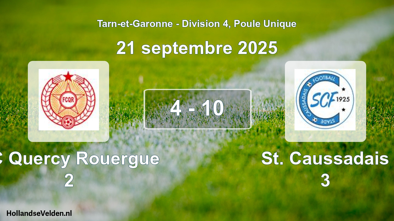 Total number of matches played: FC Quercy Rouergue 2 - St. Caussadais 3 4 - 10 (21 September 2025)