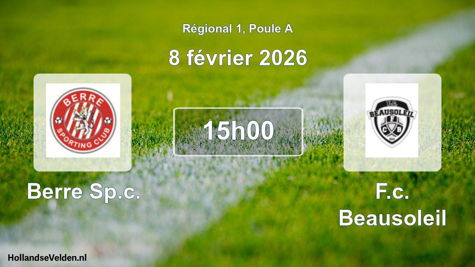Geplande wedstrijd: Berre Sp.c. - F.c. Beausoleil (8 février 2026)