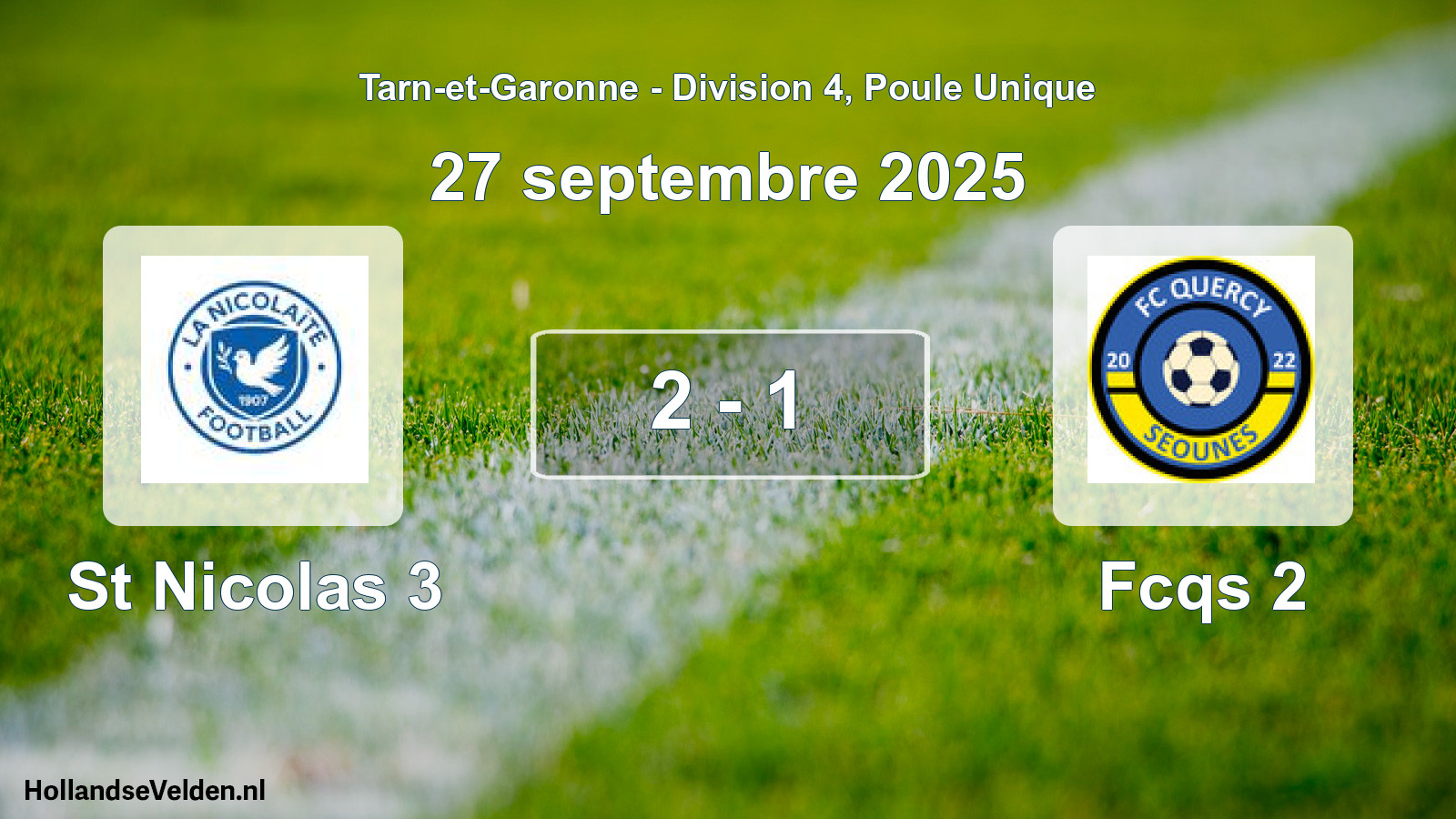 Total number of matches played: St Nicolas 3 - Fcqs 2 2 - 1 (27 September 2025)