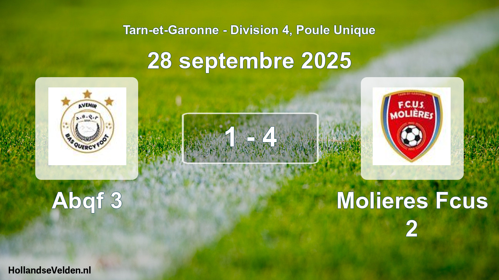 Match joué: Abqf 3 - Molieres Fcus 2 1 - 4 (28 septembre 2025)