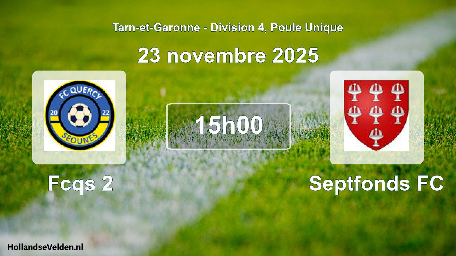 Match programmé: Fcqs 2 - Septfonds FC (23 novembre 2025)