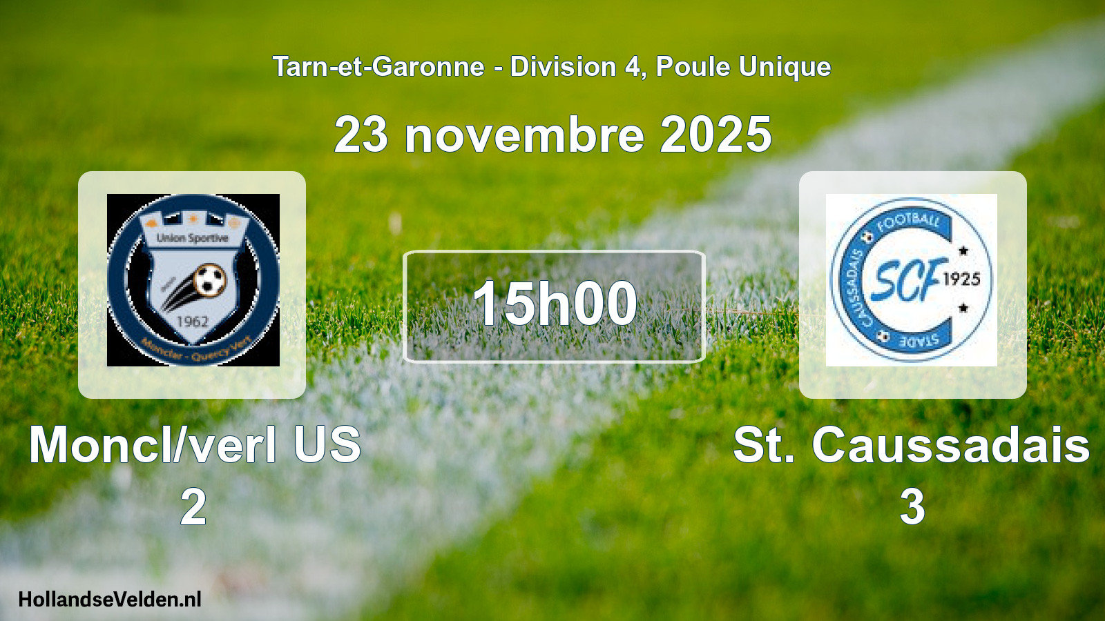 Match programmé: Moncl/verl US 2 - St. Caussadais 3 (23 novembre 2025)