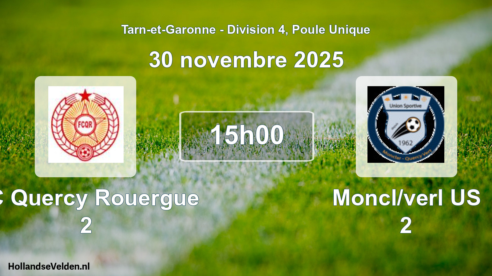 Match programmé: FC Quercy Rouergue 2 - Moncl/verl US 2 (30 novembre 2025)