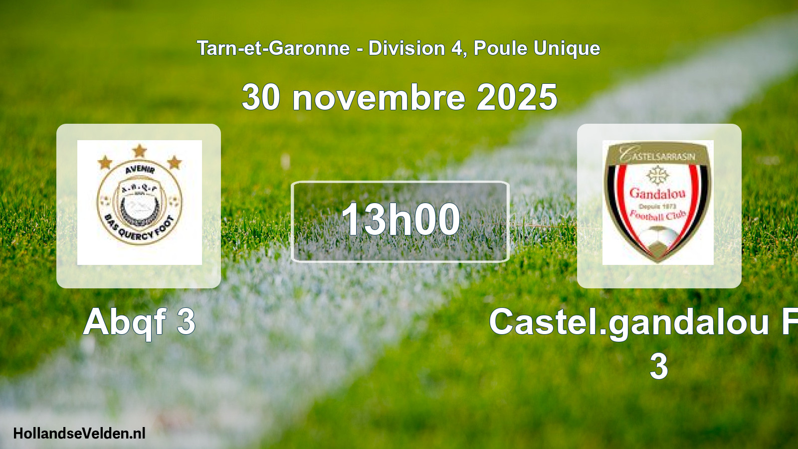 Geplande wedstrijd: Abqf 3 - Castel.gandalou FC 3 (30 november 2025)
