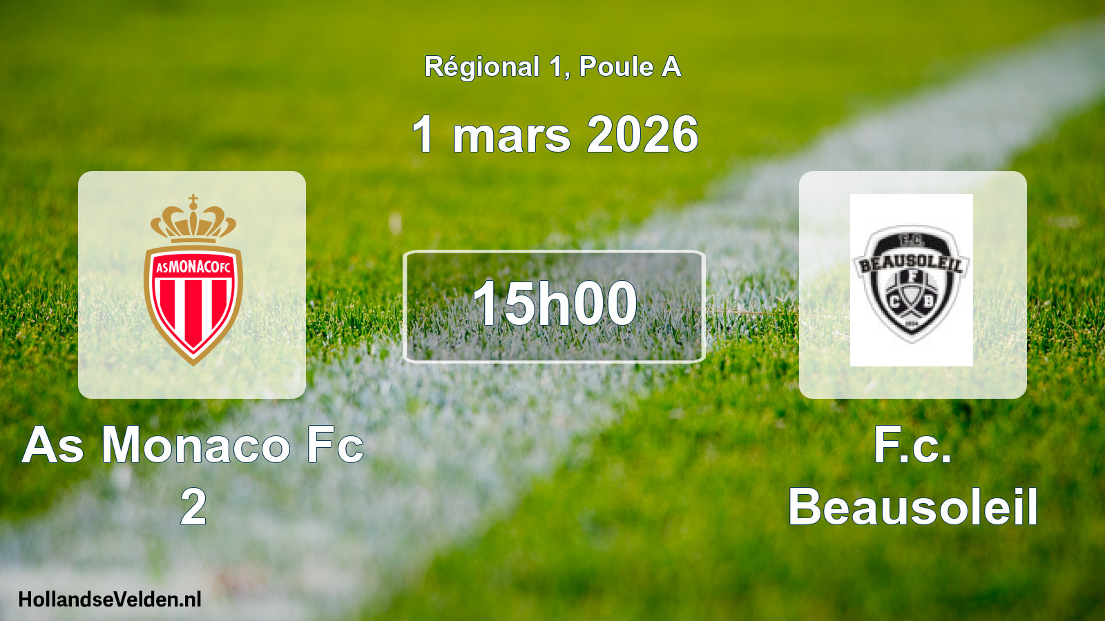 Geplande wedstrijd: As Monaco Fc 2 - F.c. Beausoleil (1 mars 2026)