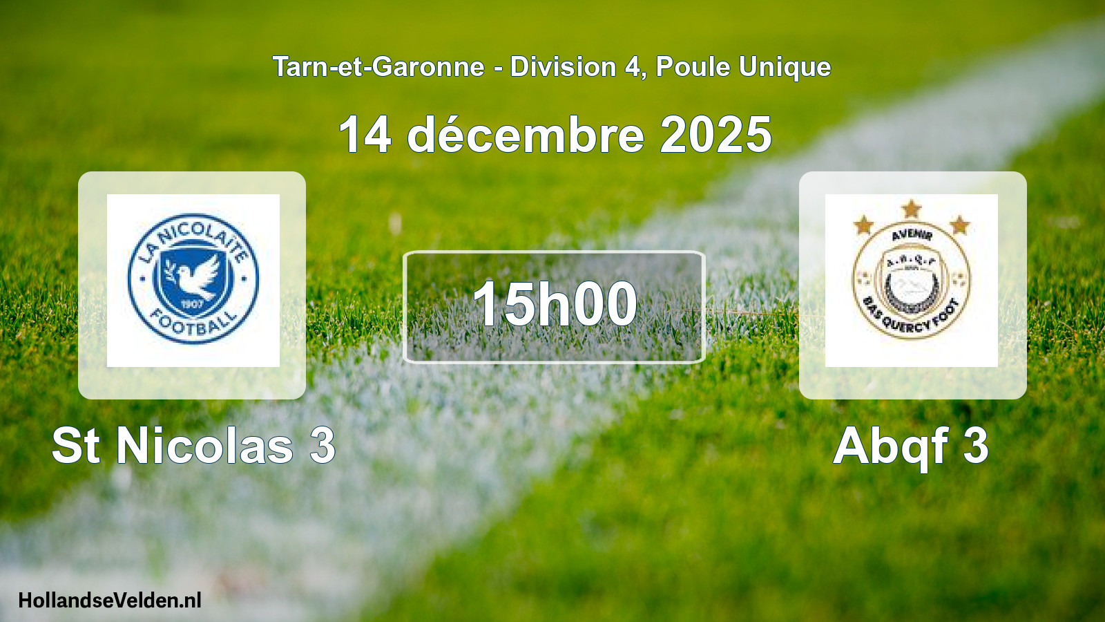 Geplande wedstrijd: St Nicolas 3 - Abqf 3 (14 december 2025)