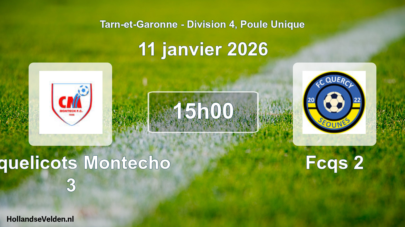 Match programmé: Coquelicots Montecho 3 - Fcqs 2 (11 janvier 2026)