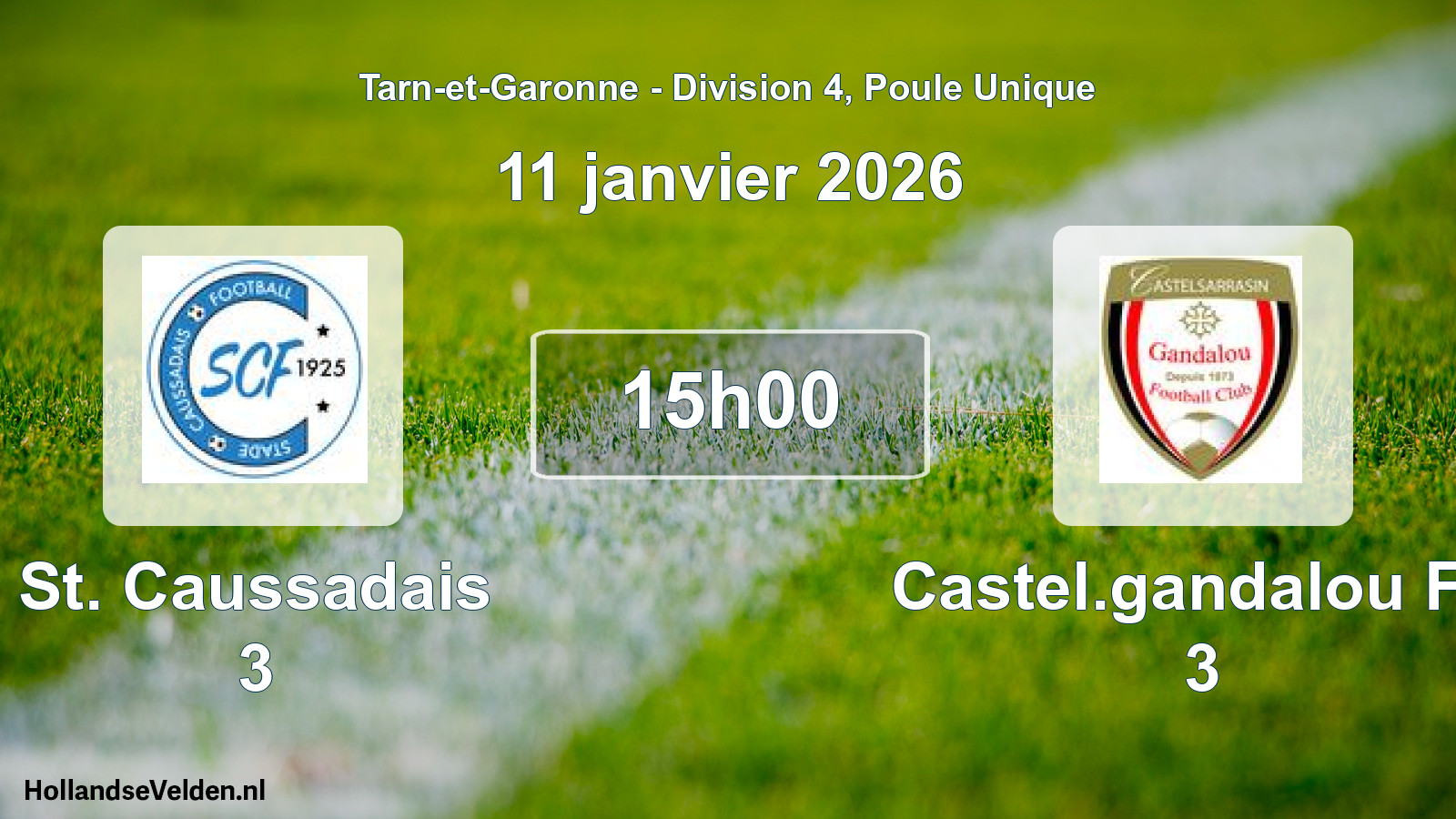 Scheduled Match: St. Caussadais 3 - Castel.gandalou FC 3 (11 January 2026)