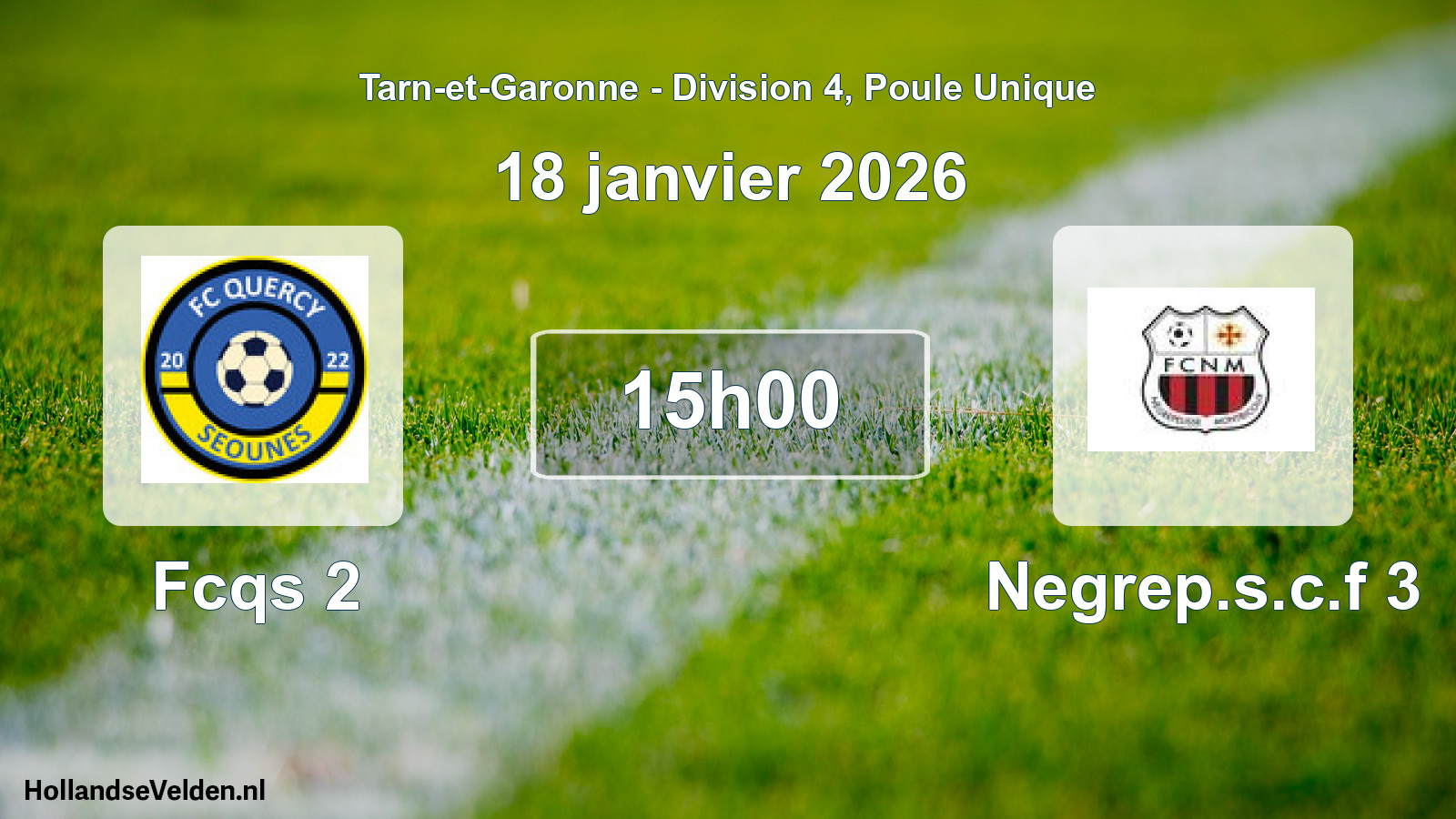 Match programmé: Fcqs 2 - Negrep.s.c.f 3 (18 janvier 2026)