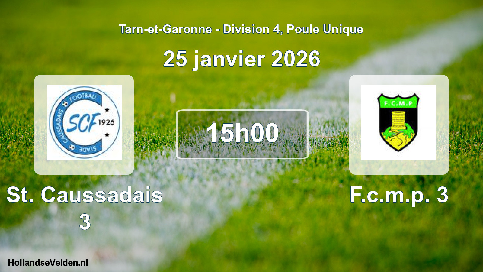 Match programmé: St. Caussadais 3 - F.c.m.p. 3 (25 janvier 2026)