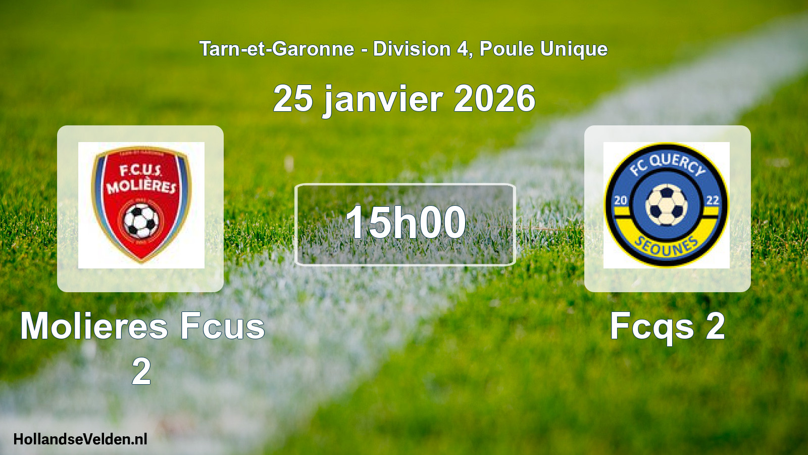 Match programmé: Molieres Fcus 2 - Fcqs 2 (25 janvier 2026)