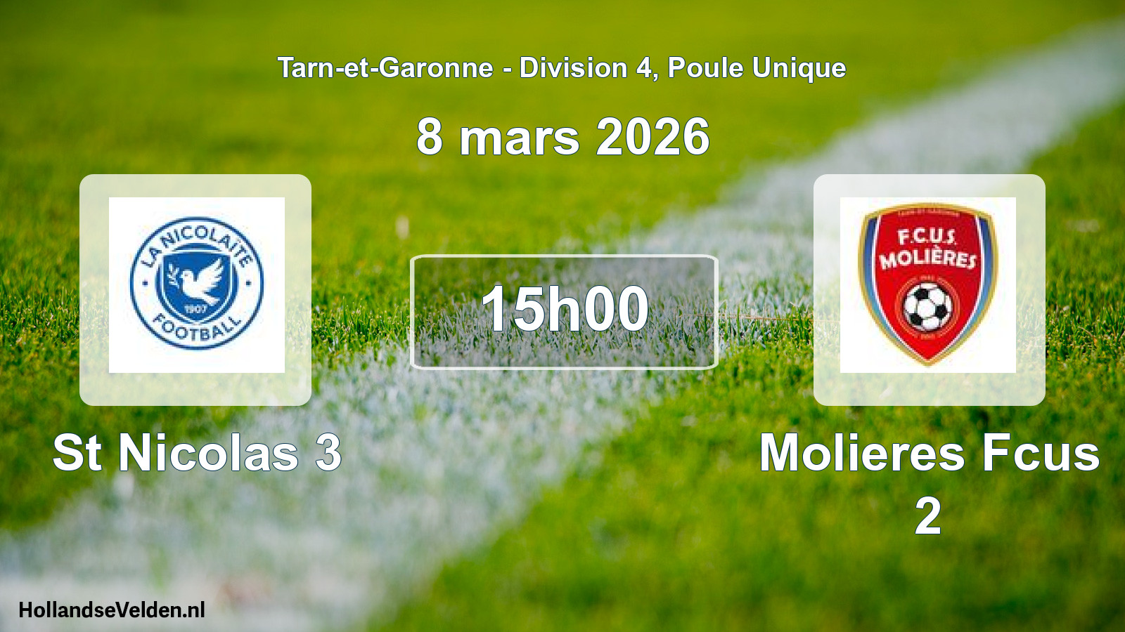 Scheduled Match: St Nicolas 3 - Molieres Fcus 2 (8 March 2026)