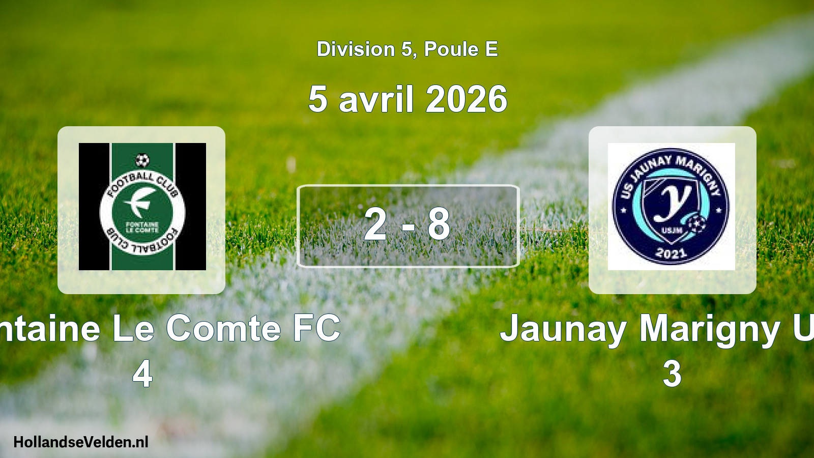Total number of matches played: Fontaine Le Comte FC 4 - Jaunay Marigny US 3 2 - 8 (5 April 2026)