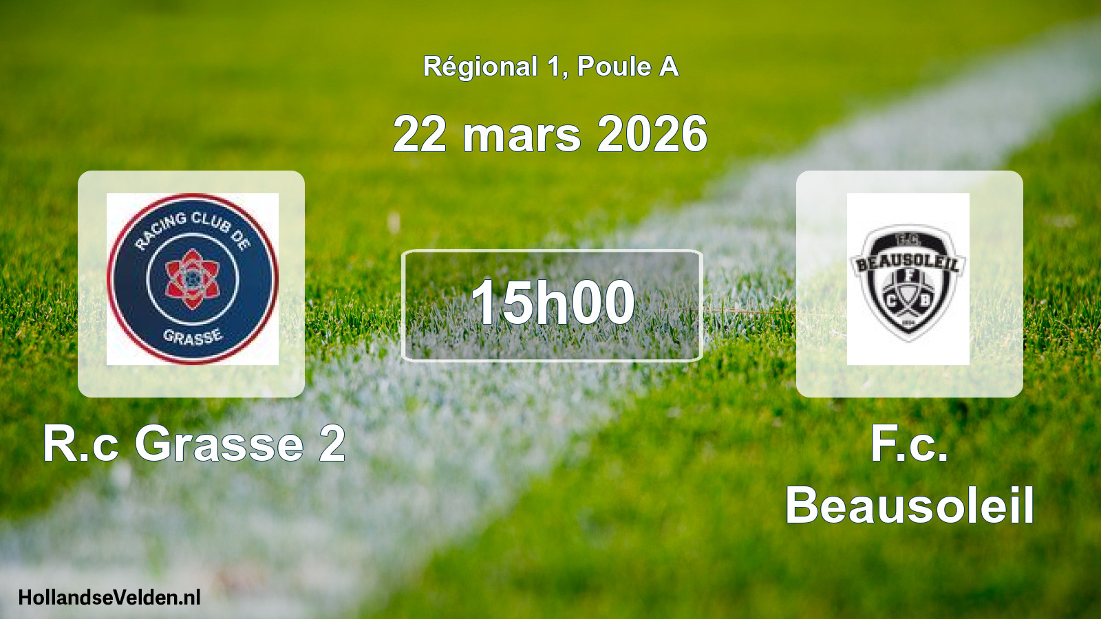 Geplande wedstrijd: R.c Grasse 2 - F.c. Beausoleil (22 mars 2026)