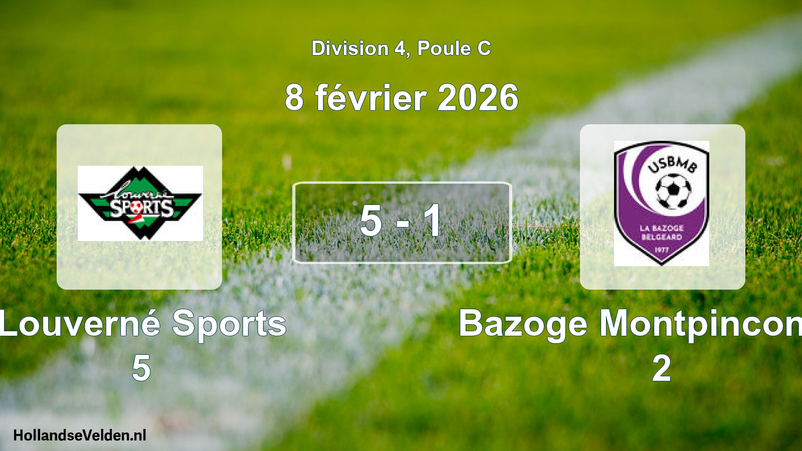 Match joué: Louverné Sports 5 - Bazoge Montpincon US 2 5 - 1 (8 février 2026)
