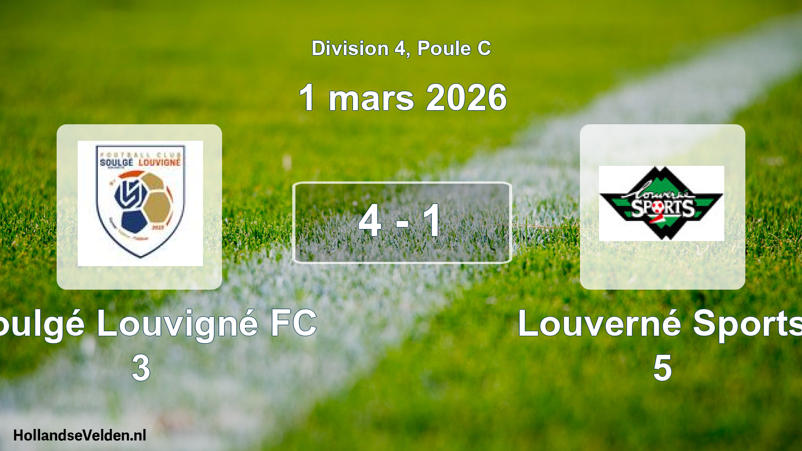 Gespeelde wedstrijd: Soulgé Louvigné FC 3 - Louverné Sports 5 4 - 1 (1 maart 2026)
