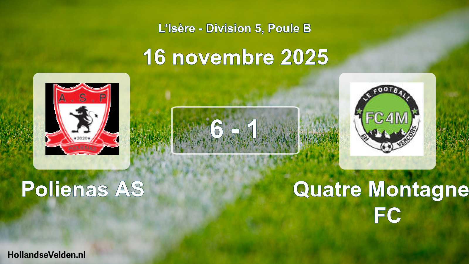 Gespeelde wedstrijd: Polienas AS - Quatre Montagnes FC 6 - 1 (16 november 2025)