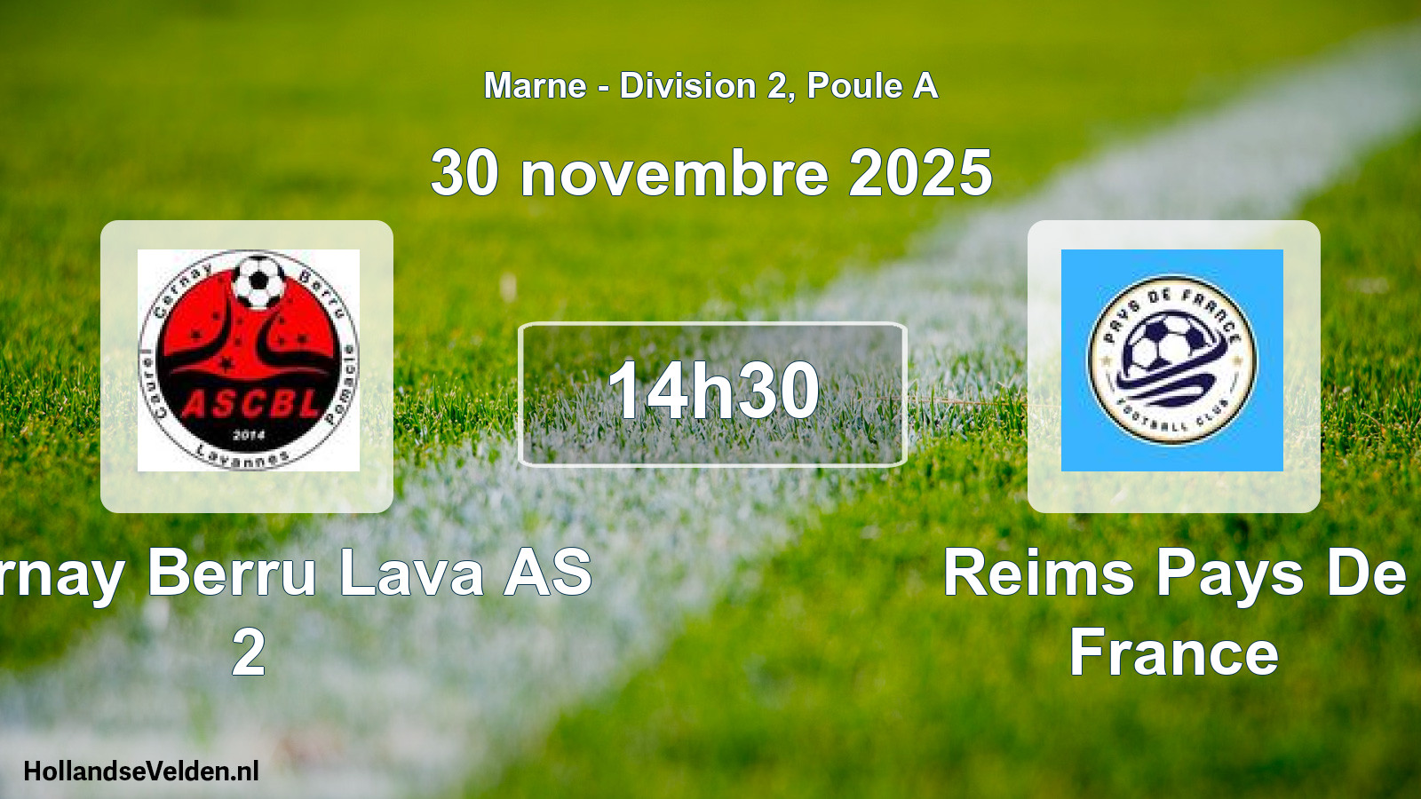 Match programmé: Cernay Berru Lava AS 2 - Reims Pays De France (30 novembre 2025)