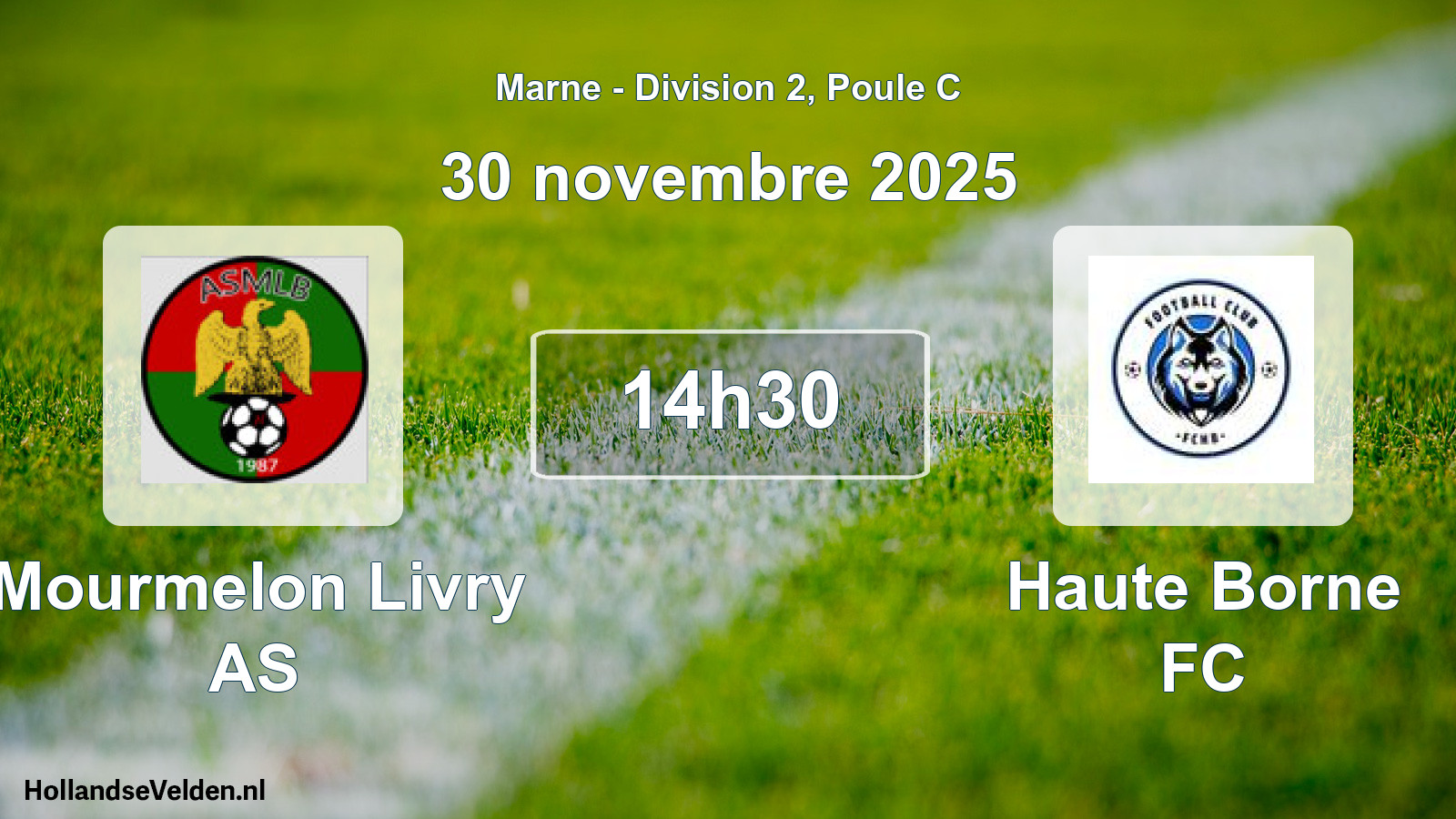 Match programmé: Mourmelon Livry AS - Haute Borne FC (30 novembre 2025)