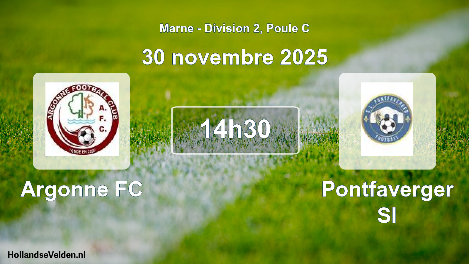 Match programmé: Argonne FC - Pontfaverger Sl (30 novembre 2025)
