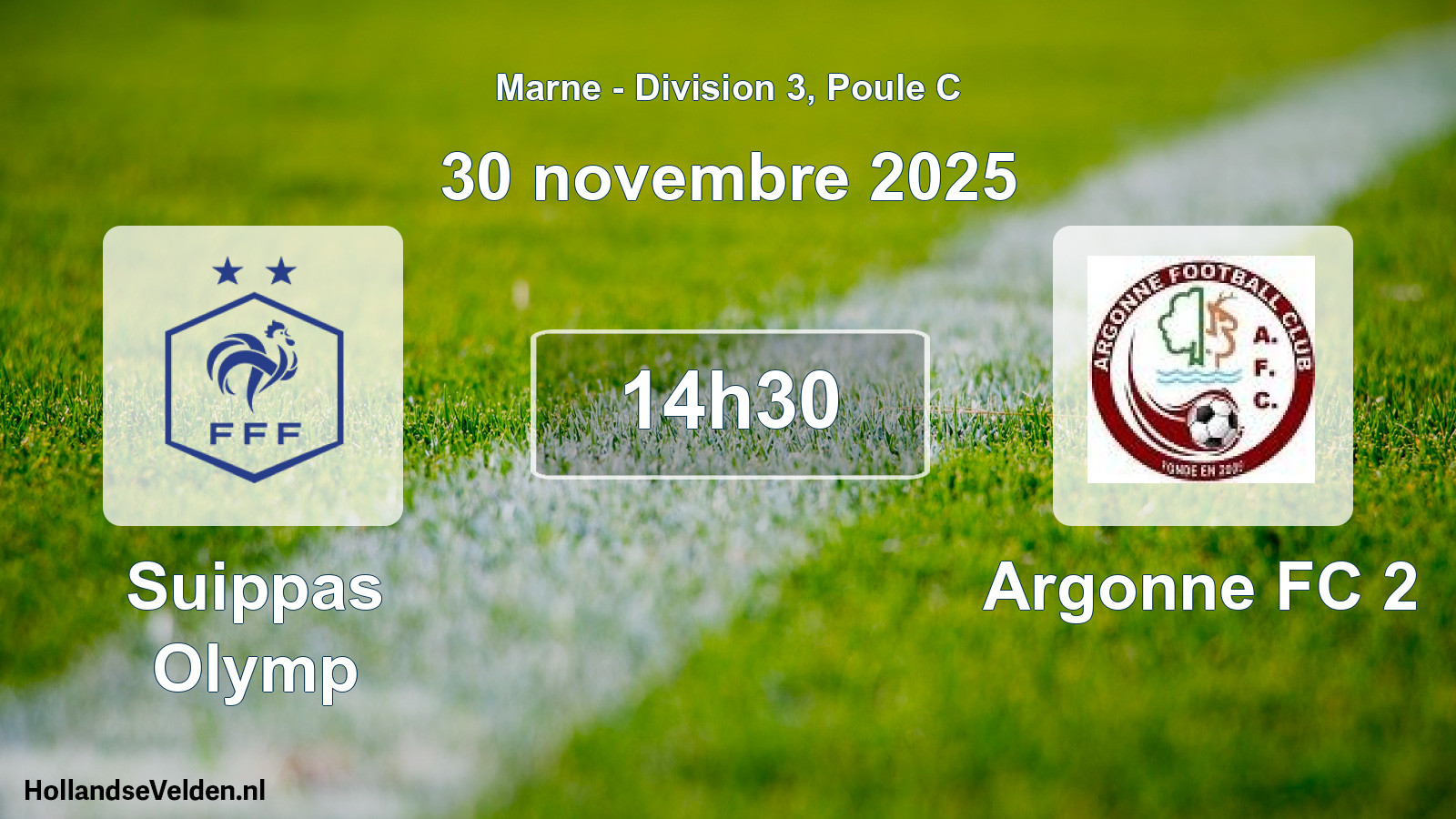 Match programmé: Suippas Olymp - Argonne FC 2 (30 novembre 2025)