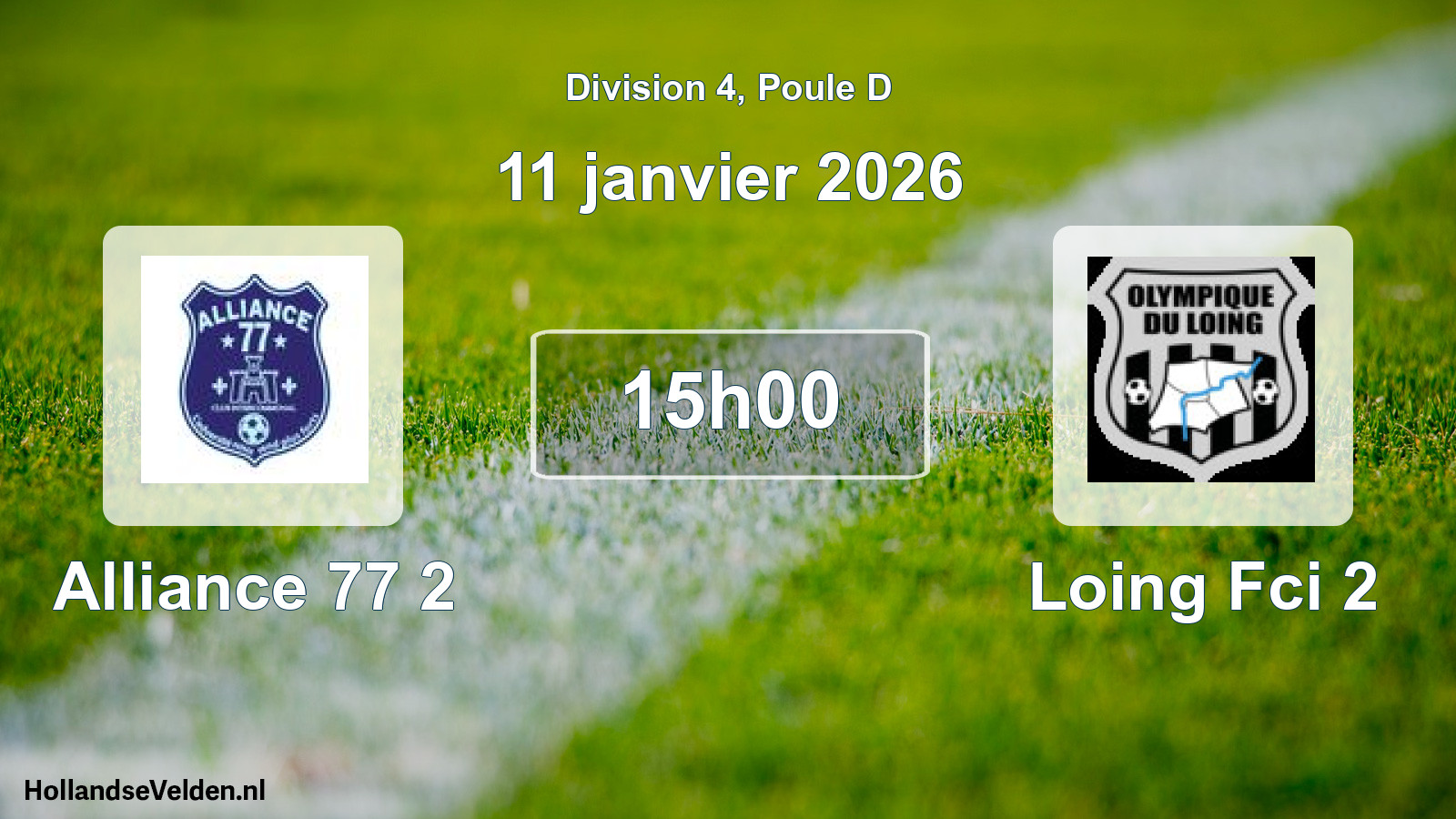 Scheduled Match: Alliance 77 2 - Loing Fci 2 (11 January 2026)
