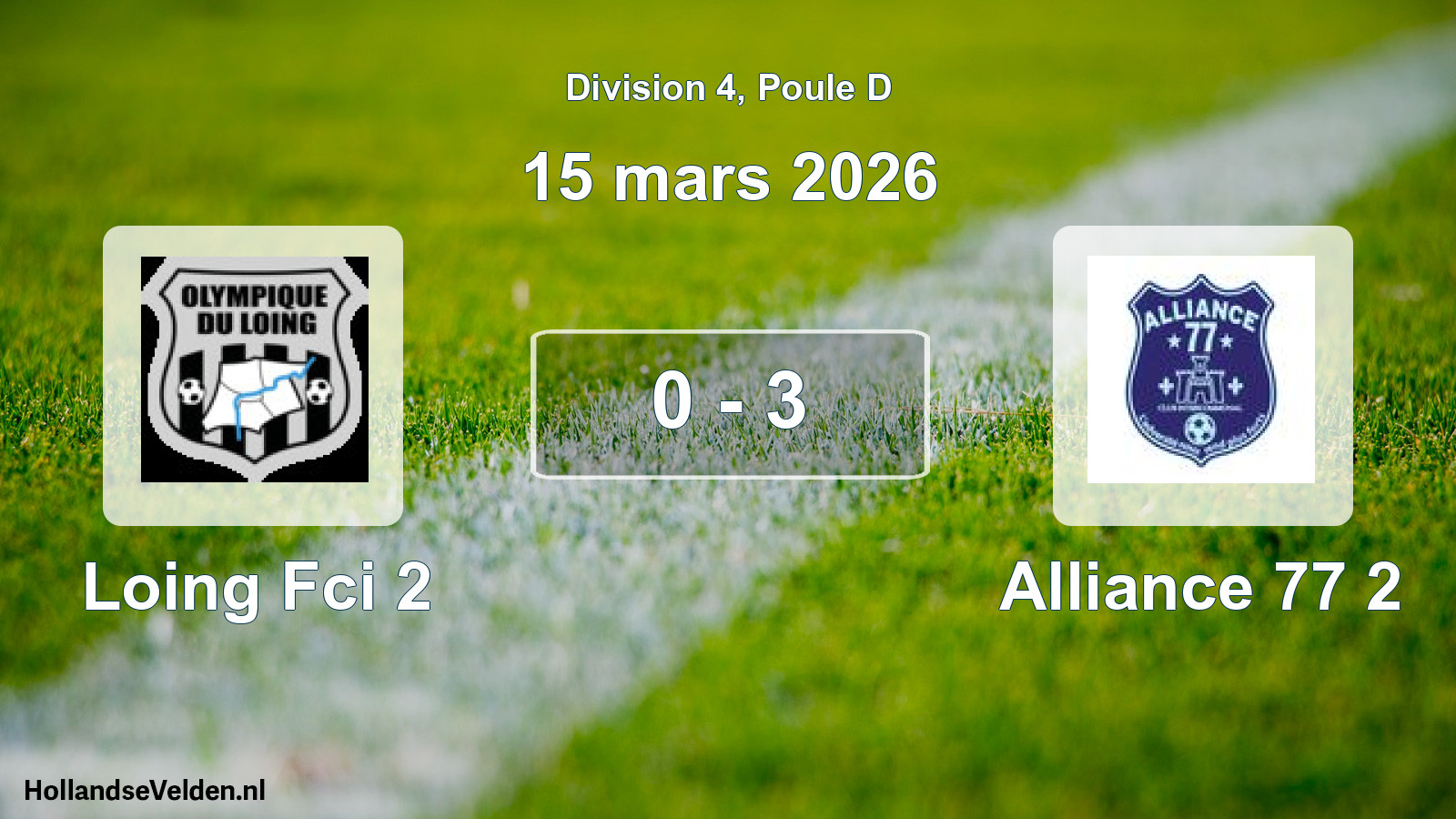 Total number of matches played: Loing Fci 2 - Alliance 77 2 0 - 3 (15 March 2026)