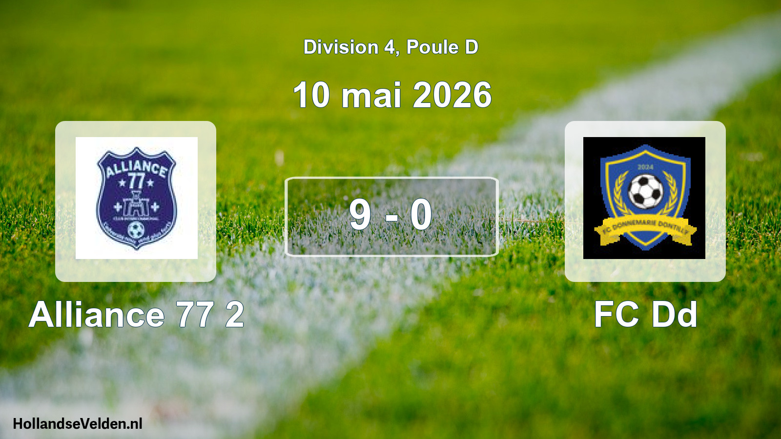 Match joué: Alliance 77 2 - FC Dd 9 - 0 (10 mai 2026)