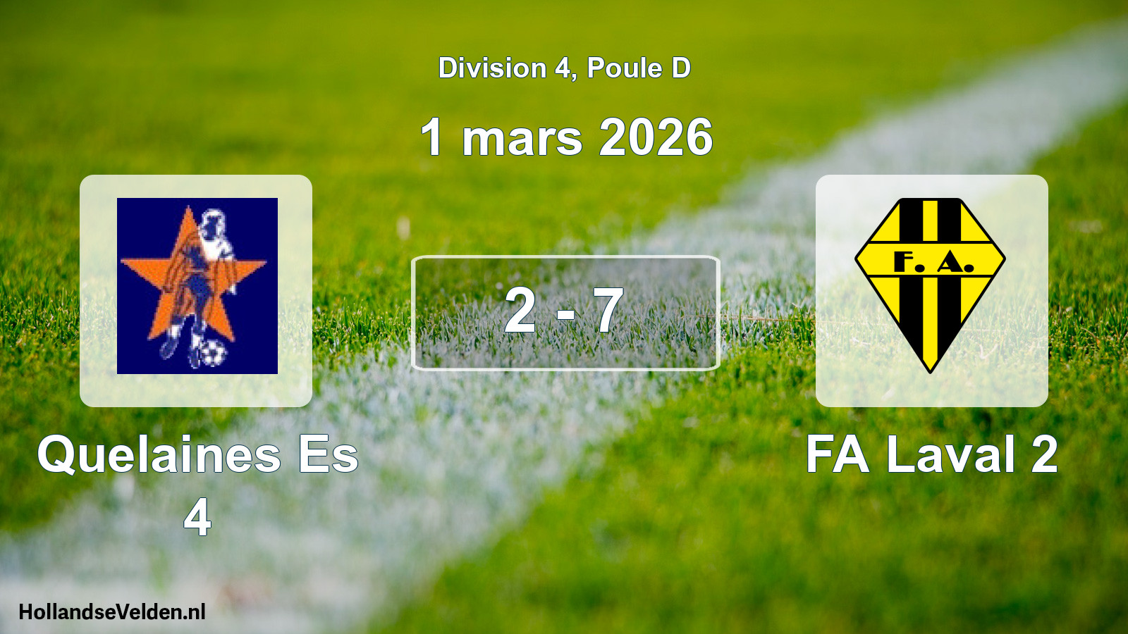 Match joué: Quelaines Es 4 - FA Laval 2 2 - 7 (1 mars 2026)