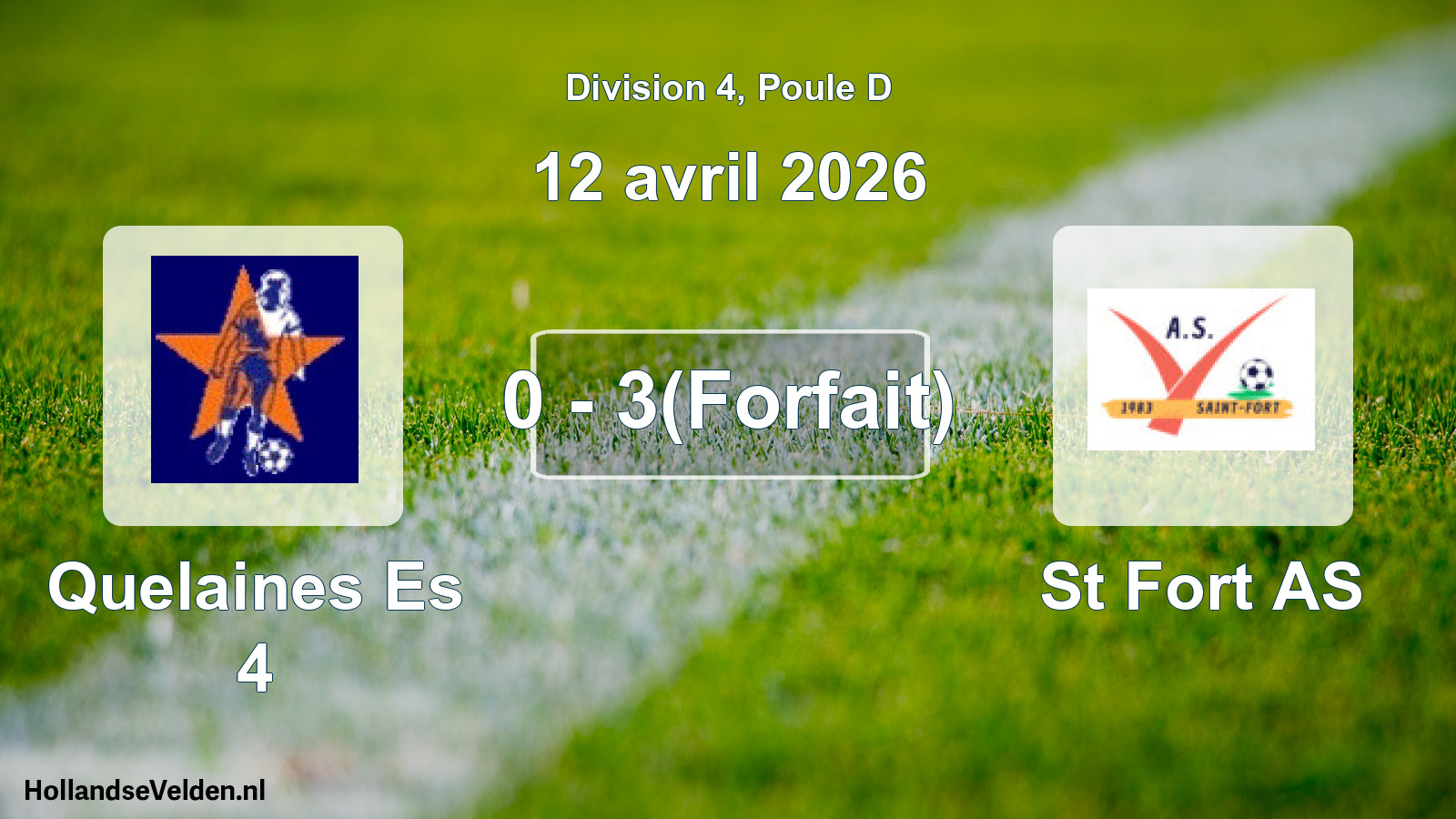 Match joué: Quelaines Es 4 - St Fort AS 0 - 3(Forfait) (12 avril 2026)