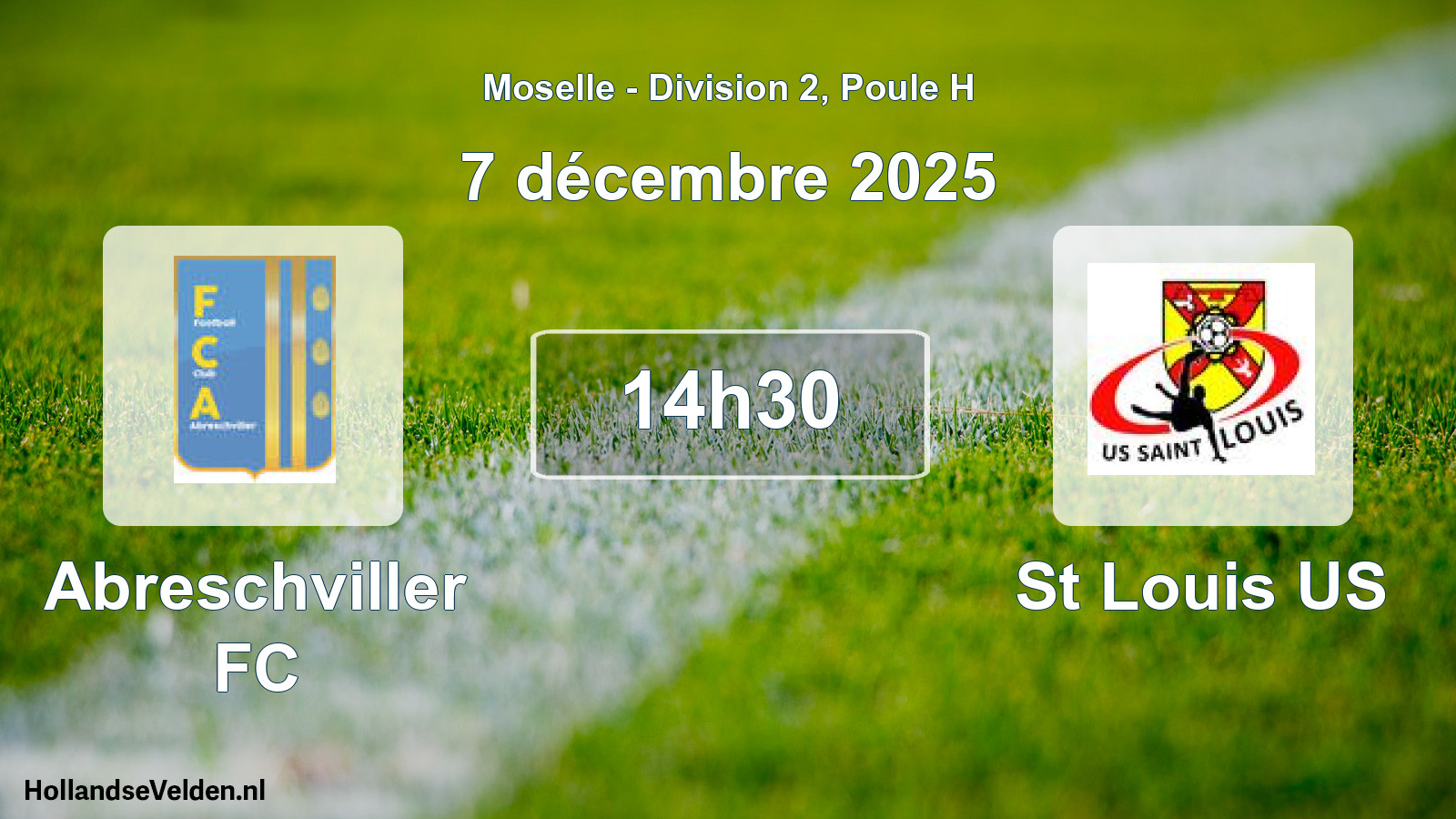 Match programmé: Abreschviller FC - St Louis US (7 décembre 2025)