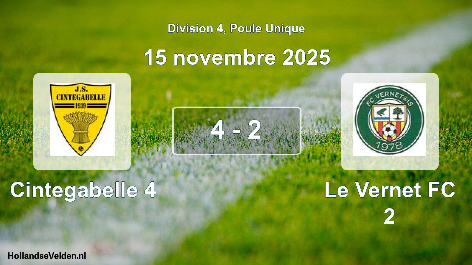 Match joué: Cintegabelle 4 - Le Vernet FC 2 4 - 2 (15 novembre 2025)